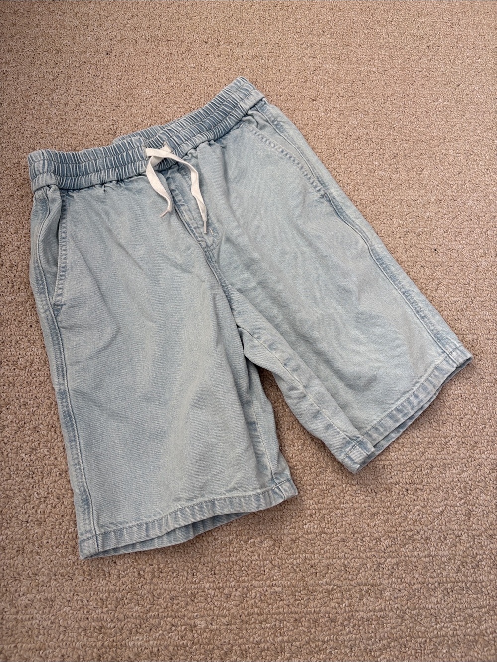 Frank & Oak Light Wash Drawstring Denim Hybrid Shorts